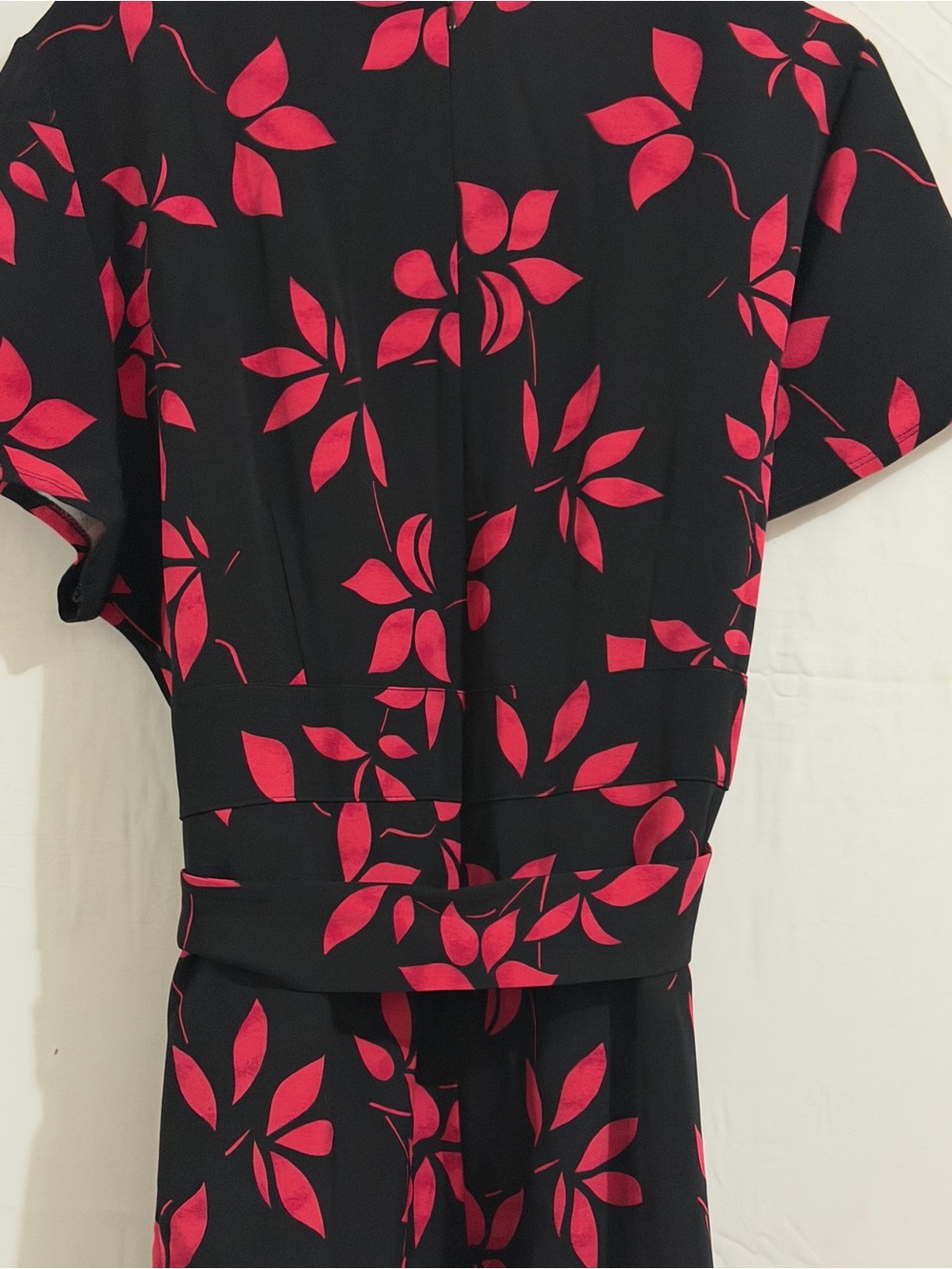 Lane Bryant Black Jumpsuit with Pink Leaf Print